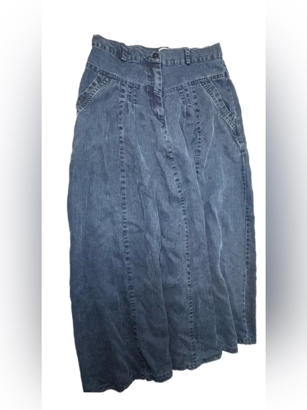 High-Waist Dark Blue Denim Maxi Skirt